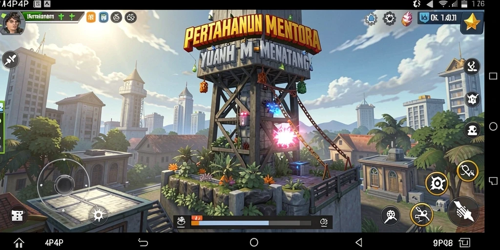 Screenshot gameplay Tower Defense menampilkan aksi seru di 4P4P.