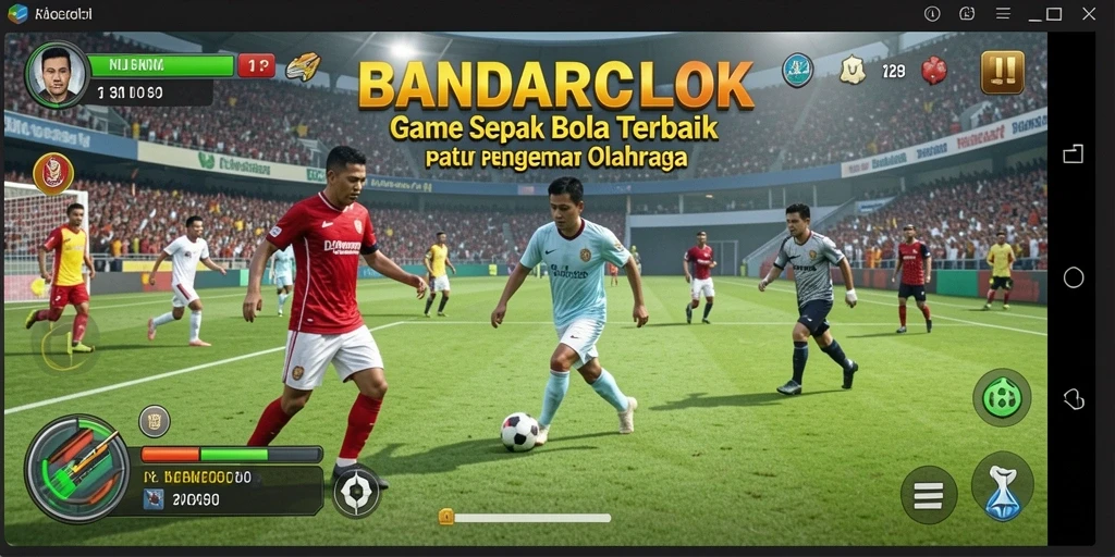 Screenshot gameplay BANDARCOLOK menampilkan aksi pertandingan sepak bola yang seru.