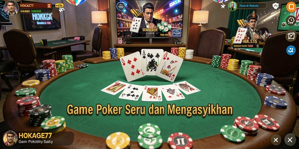 Screenshot gameplay HOKAGE77 menampilkan aksi menarik dari permainan Poker.