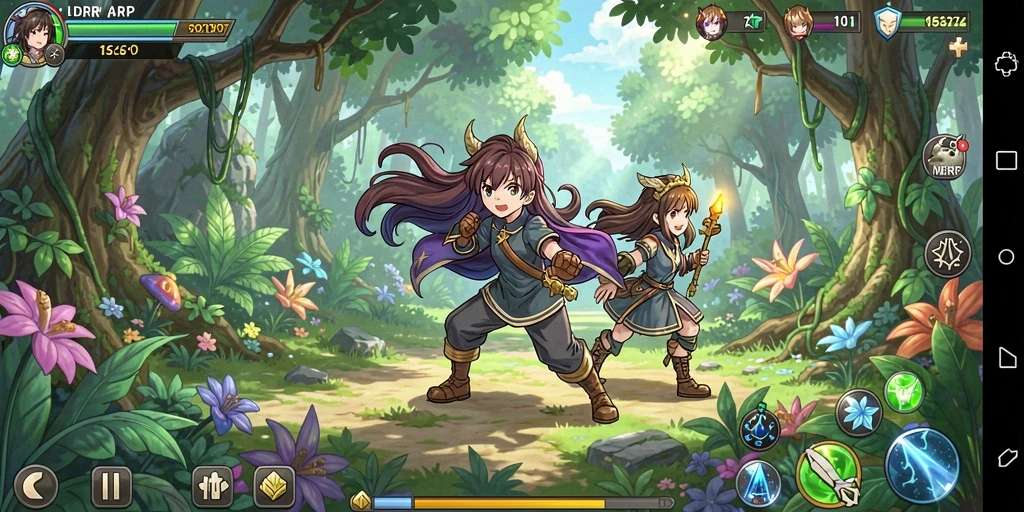 Tampilan gameplay menarik dari IDRRP dengan karakter anime yang dinamis.