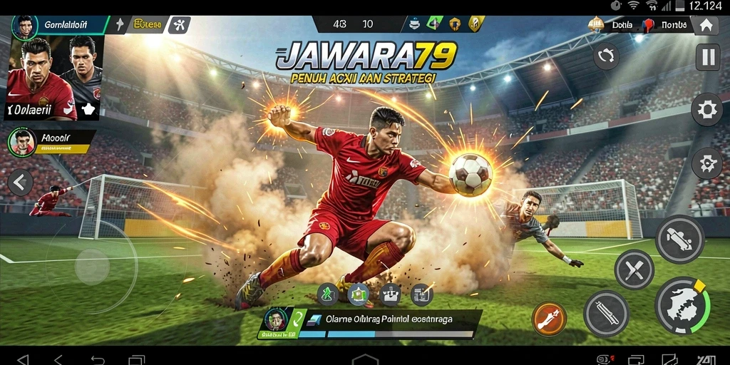 Tangkapan layar menunjukkan pemain beraksi dalam game olahraga JAWARA79.