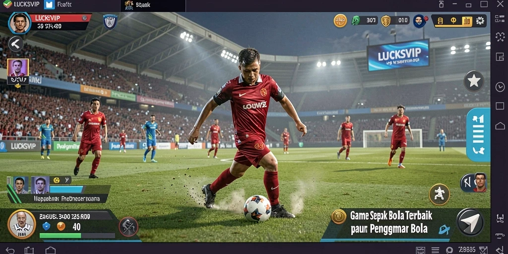 Tangkapan layar menampilkan gameplay sepak bola yang seru dan realistis.