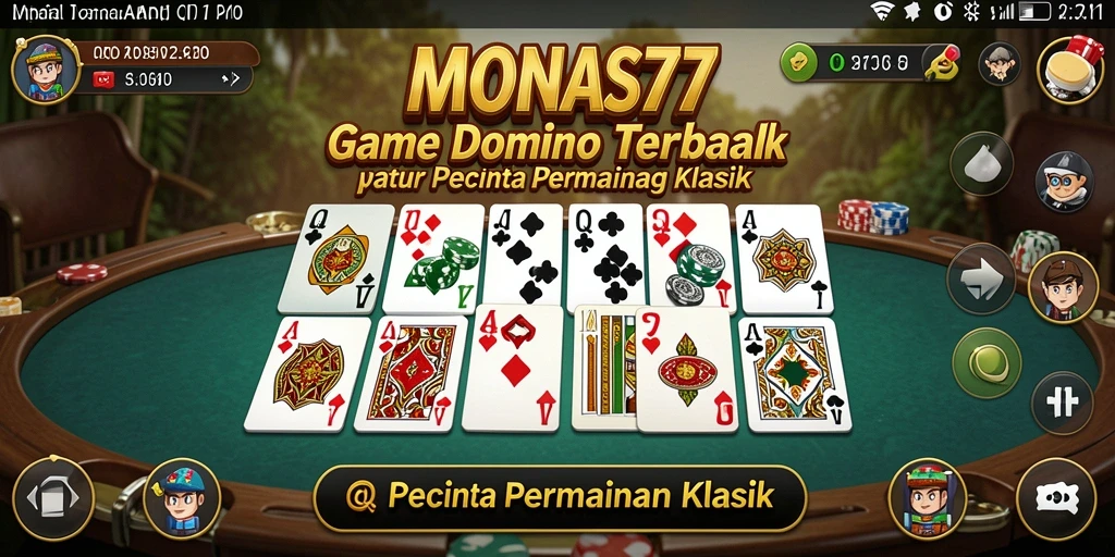 Screenshot utama MONAS77 menampilkan gameplay seru permainan Domino.