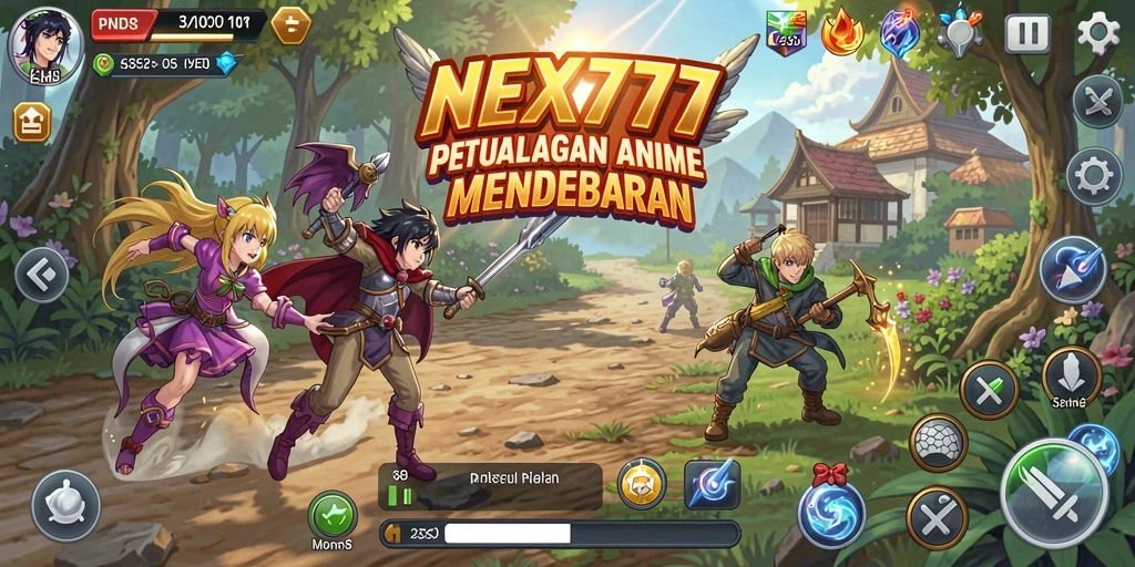 Tampilan gameplay NEX777 menampilkan aksi petualangan Anime yang mengesankan.