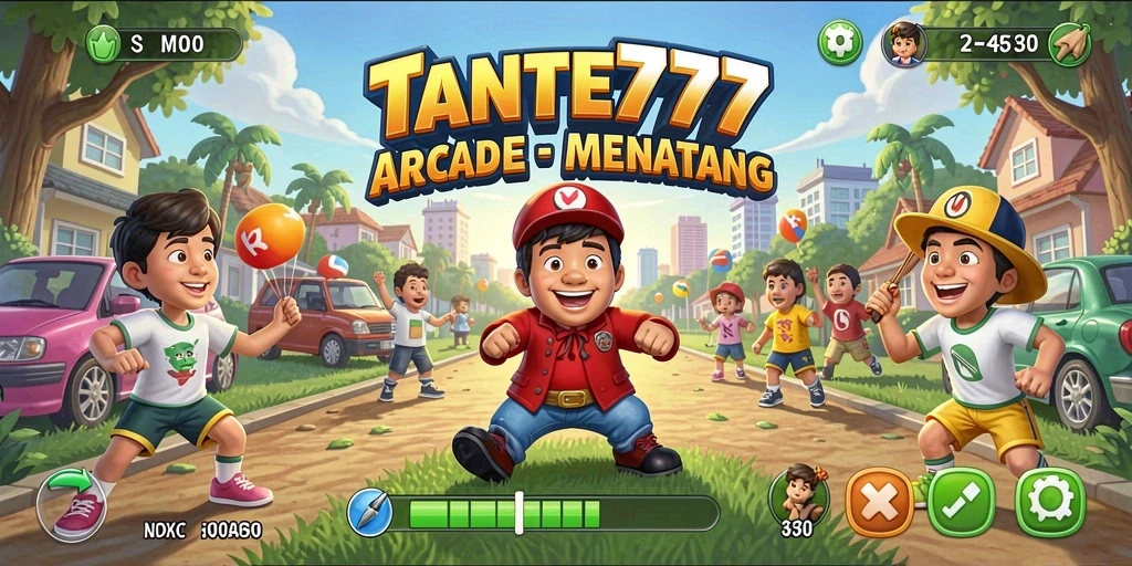 Tangkapan layar utama TANTE777 menampilkan aksi seru dalam gameplay Arcade.